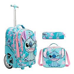 Stitch Dizaynlı Təkərli Məktəbli Çantası Dəsti (607-11) - 