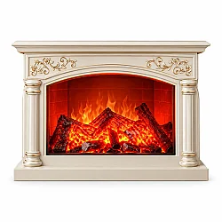 Yeni İl Dekorativ Kamin Sobası – Klassik Ağ-Qızılı, 27.5 × 11.5 × 19.5 sm (665-1) - 