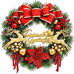 Yeni İl Venoku , Marallı / Christmas Greetings yazılı – Qapı və Dekor Bəzəyi, 30 sm(636-69) - 
