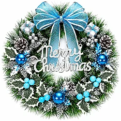  Yeni İl Venoku, Mavi-Gümüşü / Merry Christmas yazılı –Qapı və Dekor Bəzəyi, 30 sm (636-58) - 