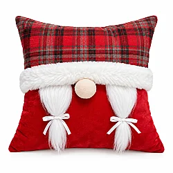Yeni il yastıq üzü 43x43 sm İçi Dolu – Santa Gnome dizaynlı (642-10) - 