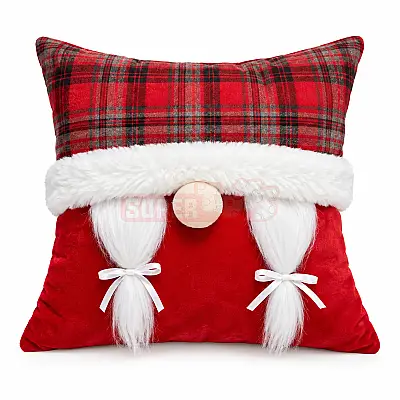 Yeni il yastıq üzü 43x43 sm İçi Dolu – Santa Gnome dizaynlı (642-10) - 1
