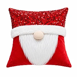 Yeni il yastıq üzü 43x43 sm İçi Dolu – Santa Gnome dizaynlı (642-9) - 